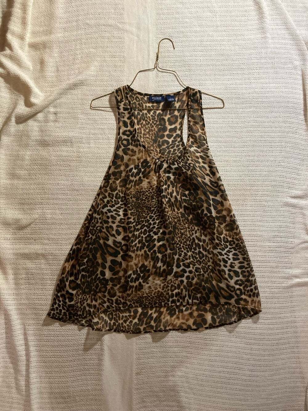 Mileage Leopard Print Sheer Tank Top